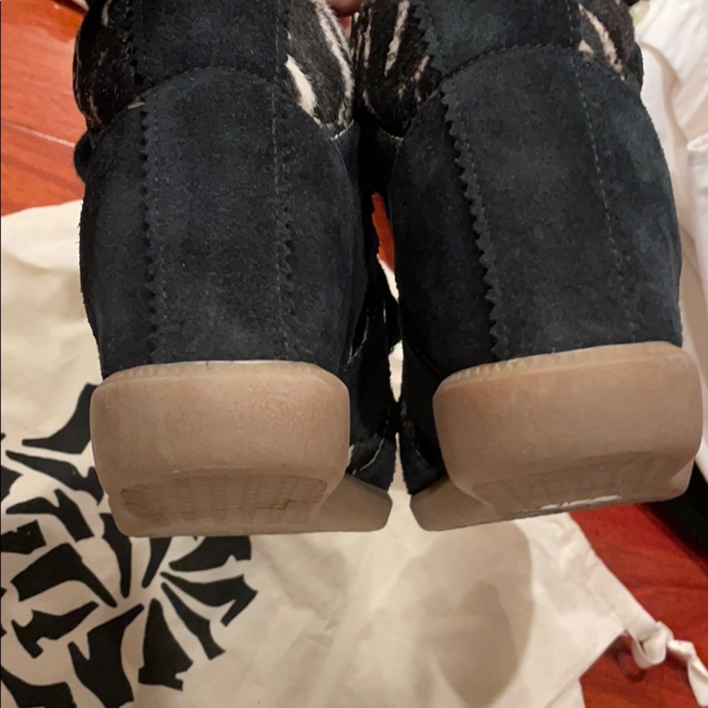 Isabel Marant Black Suede Wedge Sneakers with Zebra Print - Picture 6 of 6